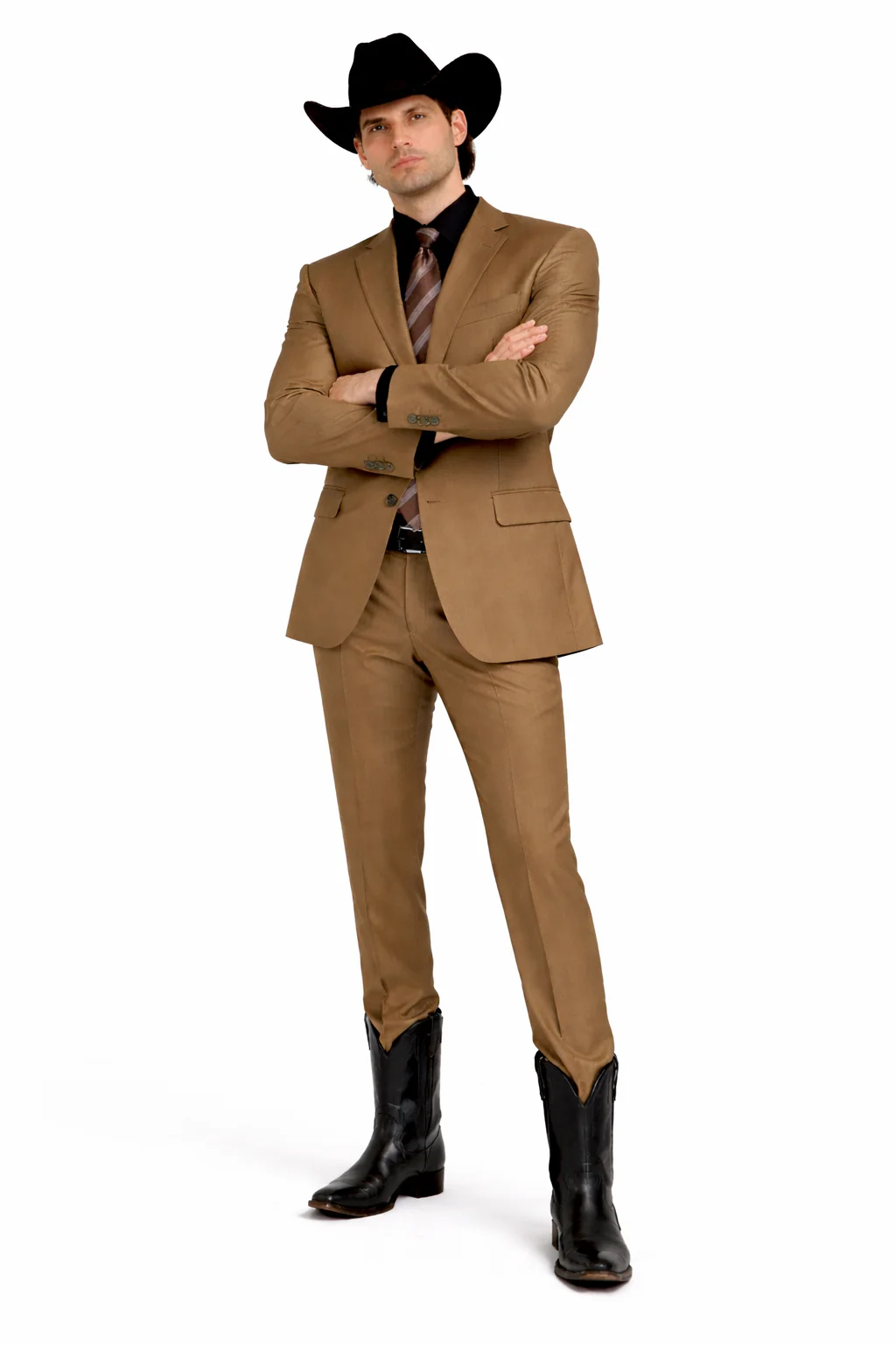 Designer Men's 2 buttons fully lined slim fit Khaki suit - Image 5