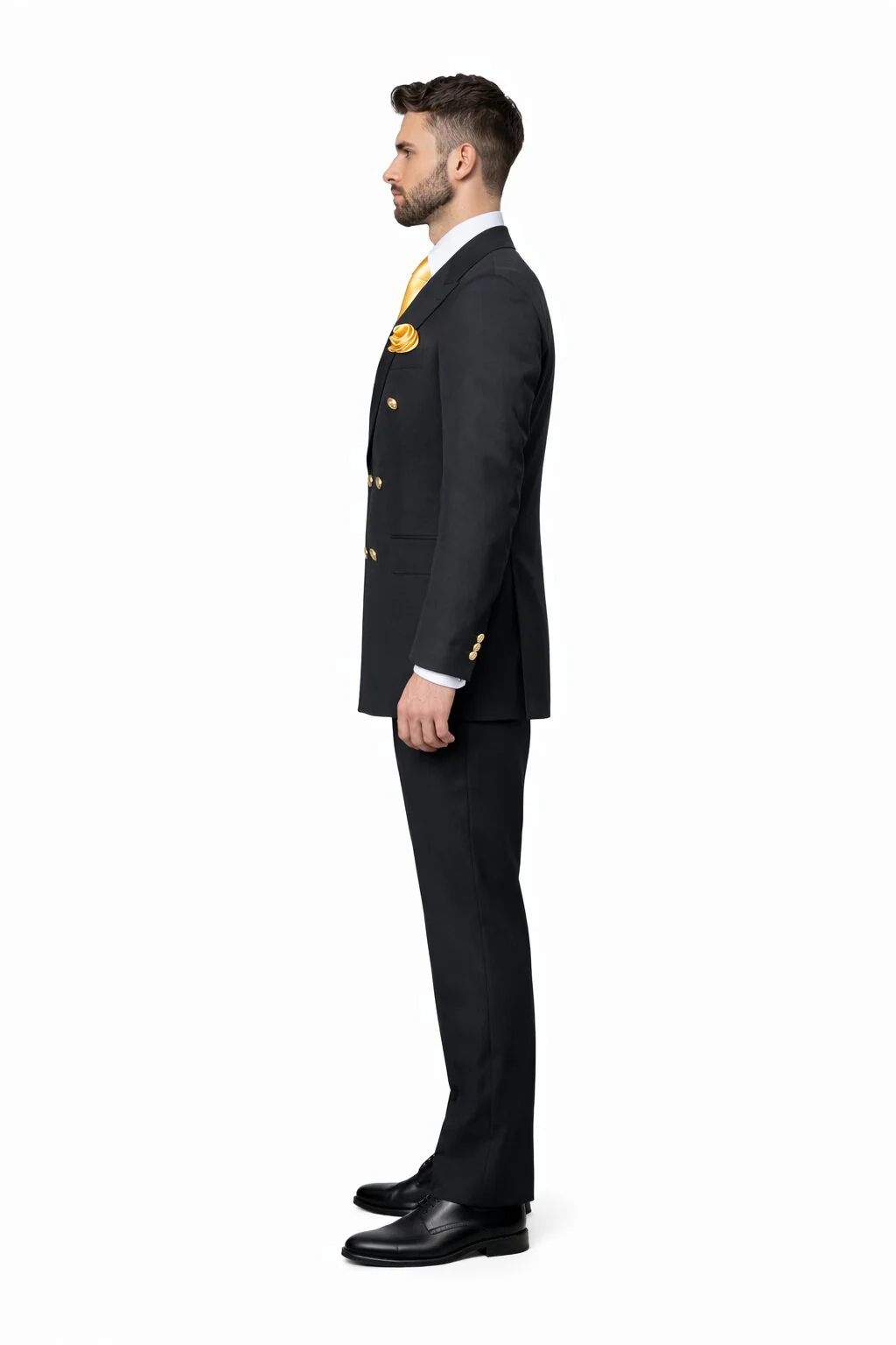 Double Breasted Slim Fit Formal Suit Modern Black Design ROSSI MAN Milano RM1101 - Image 3