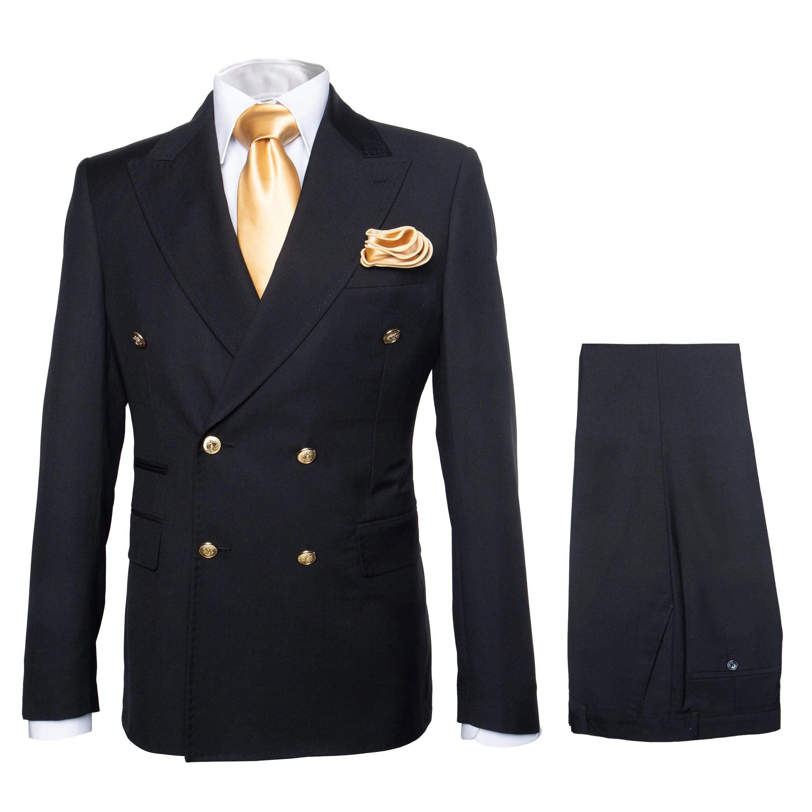 Double Breasted Slim Fit Formal Suit Modern Black Design ROSSI MAN Milano RM1101 - Image 9