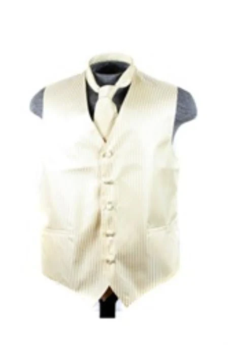 Dress Tuxedo Wedding Vest ~ Waistcoat ~ Waist coat Tie Set Egg Yoke Buy 10 of same color Tie For $25 Each - Men's Neck Ties - Mens Dress Tie - Trendy Mens Ties