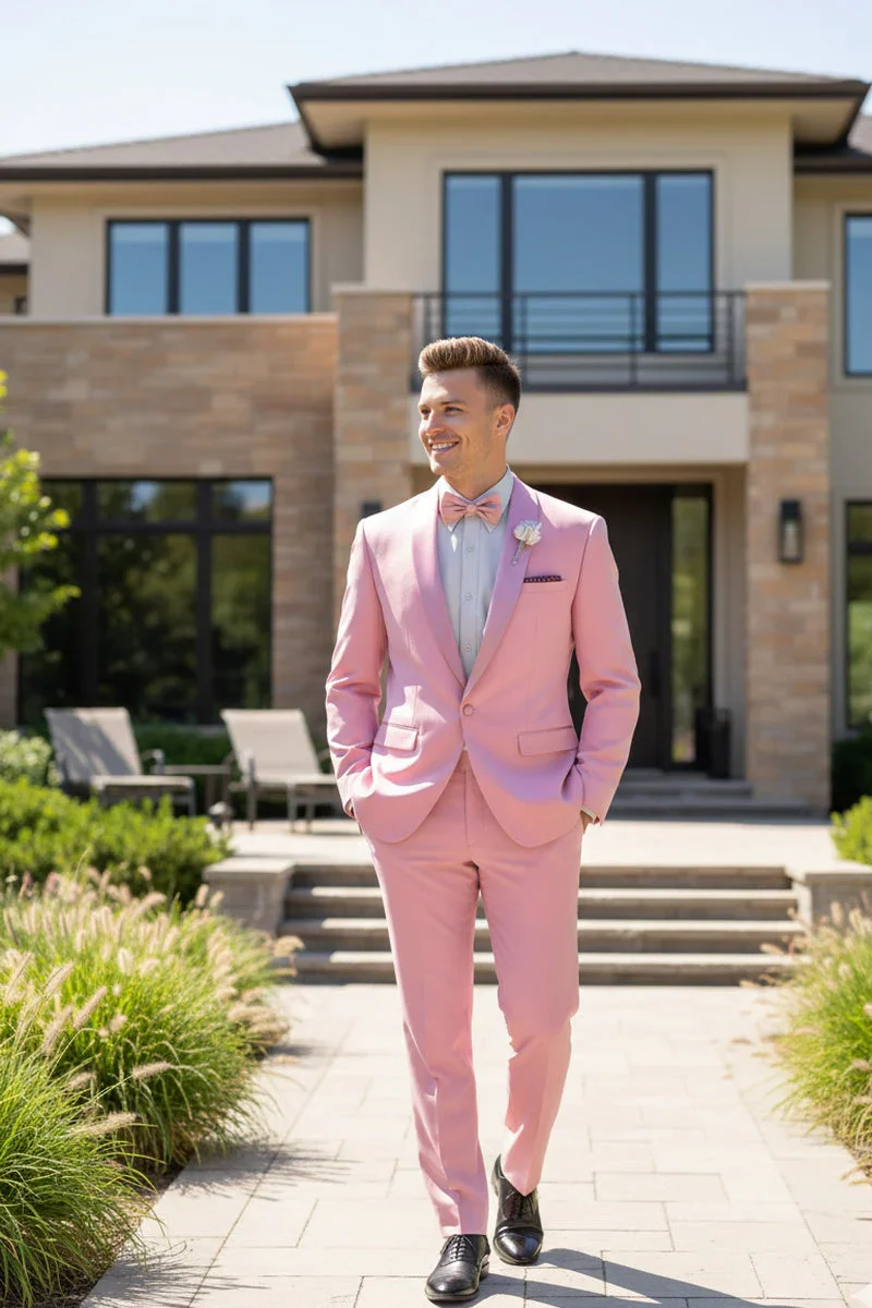 Dusty Rose Shawl Lapel Tuxedo by Spectrum – Elegant 3-Piece Formal Wear - Image 2