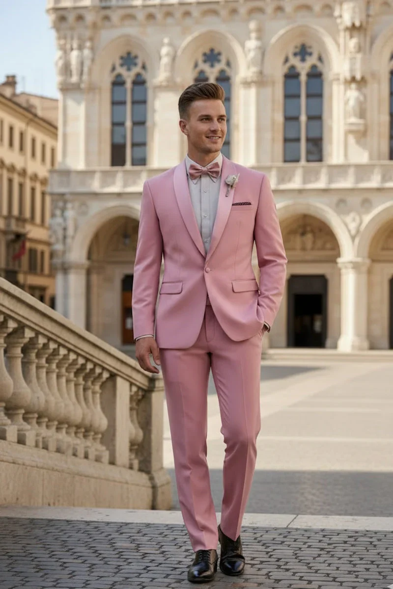 Dusty Rose Shawl Lapel Tuxedo by Spectrum – Elegant 3-Piece Formal Wear - Image 5