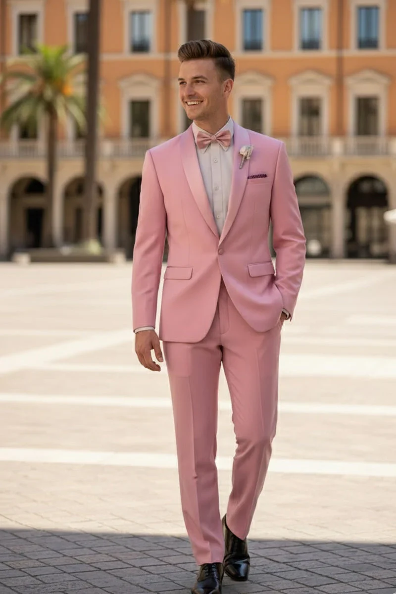 Dusty Rose Shawl Lapel Tuxedo by Spectrum – Elegant 3-Piece Formal Wear - Image 7