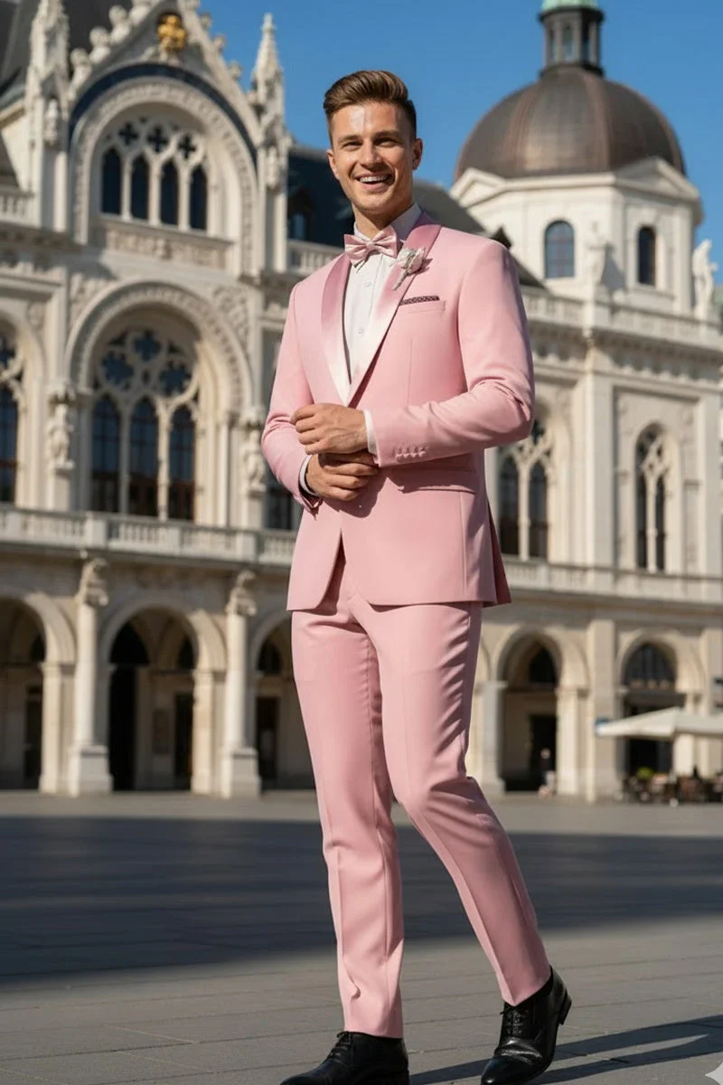 Dusty Rose Shawl Lapel Tuxedo by Spectrum – Elegant 3-Piece Formal Wear - Image 8