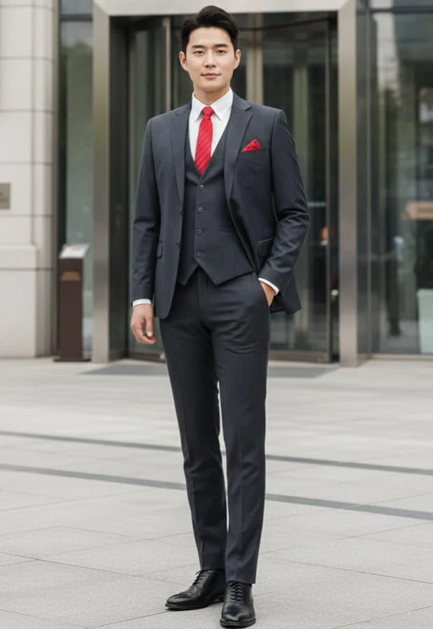 Effetti Suit Designer - 2 button Notch Lapel slim fit EF2N+V-8129 CHARCOAL - Image 3