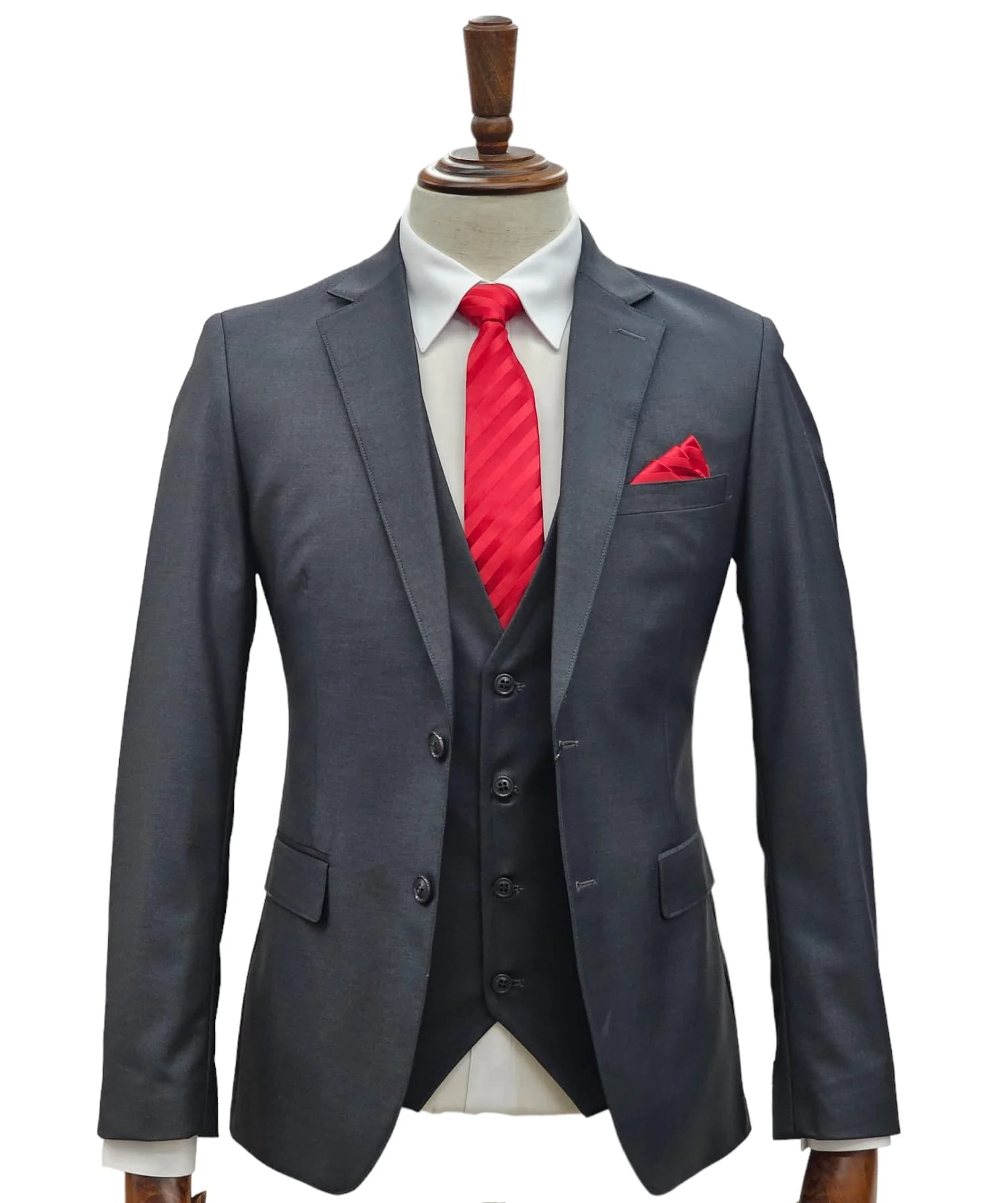 Effetti Suit Designer - 2 button Notch Lapel slim fit EF2N+V-8129 CHARCOAL - Image 4