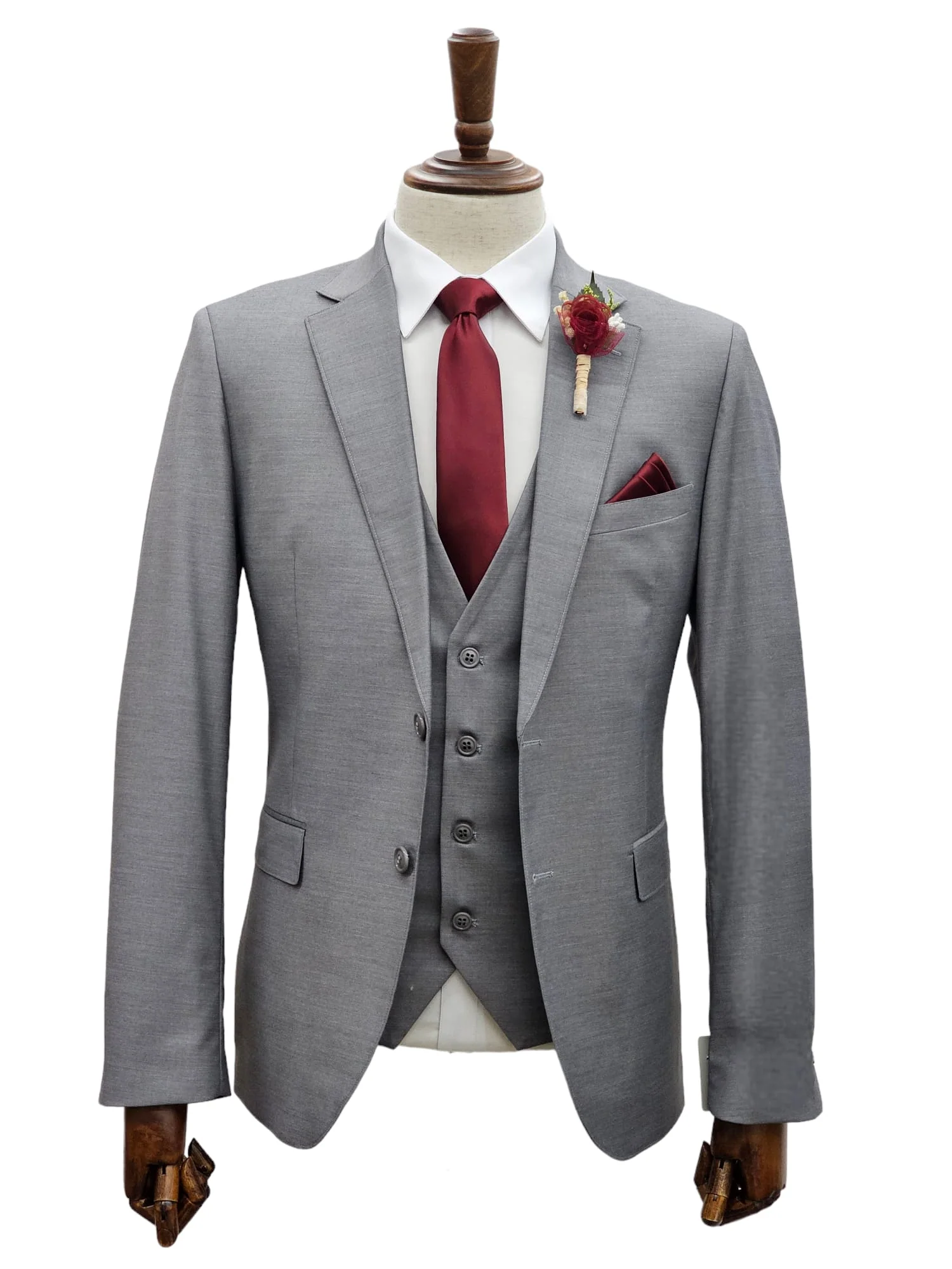 Effetti Suit Designer - 2 button Notch Lapel slim fit EF2N+V-8129 LIGHT GREY - Image 4