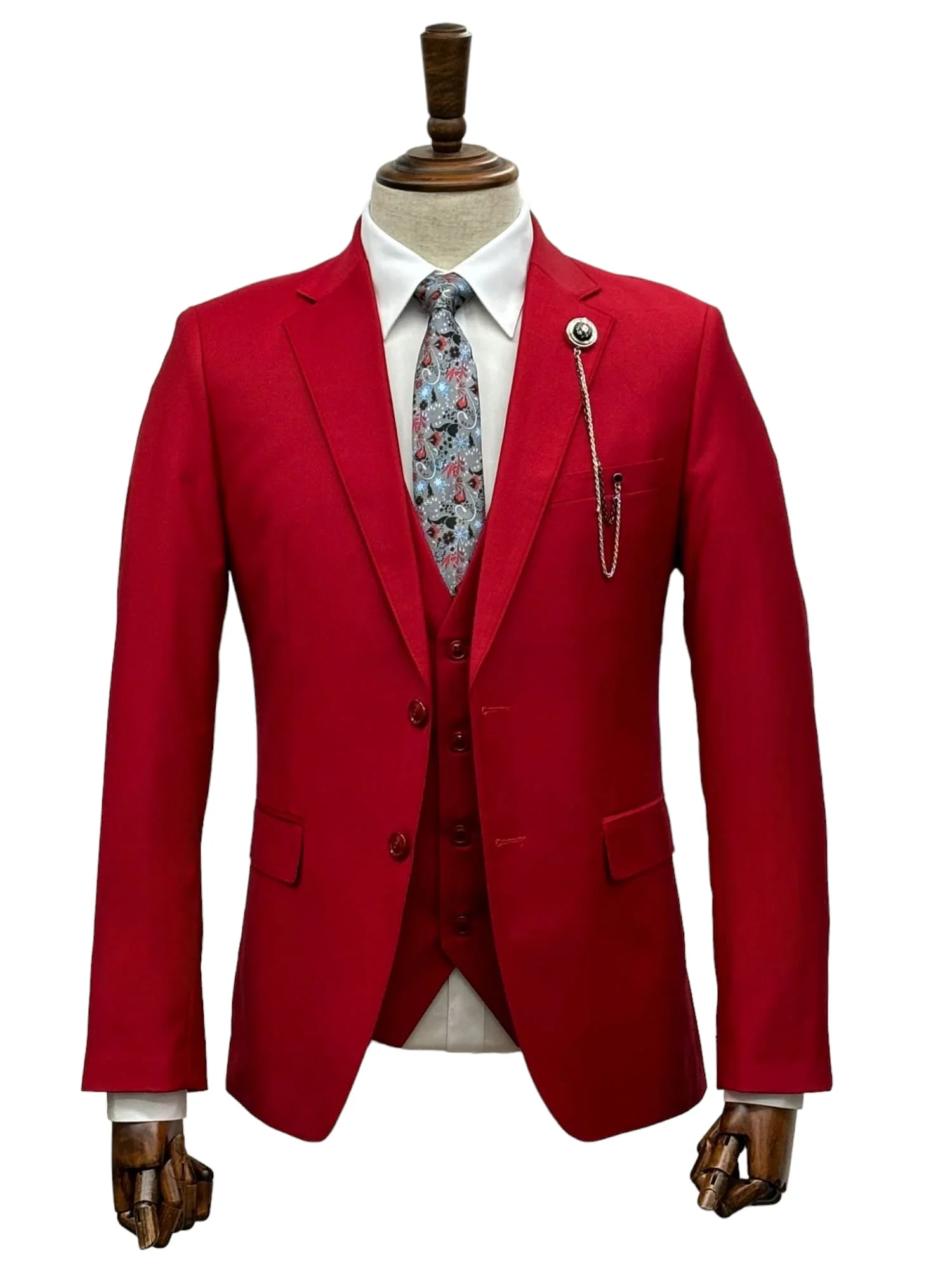 Effetti Suit Designer - 2 button Notch Lapel slim fit EF2N+V-8129 RED - Image 4
