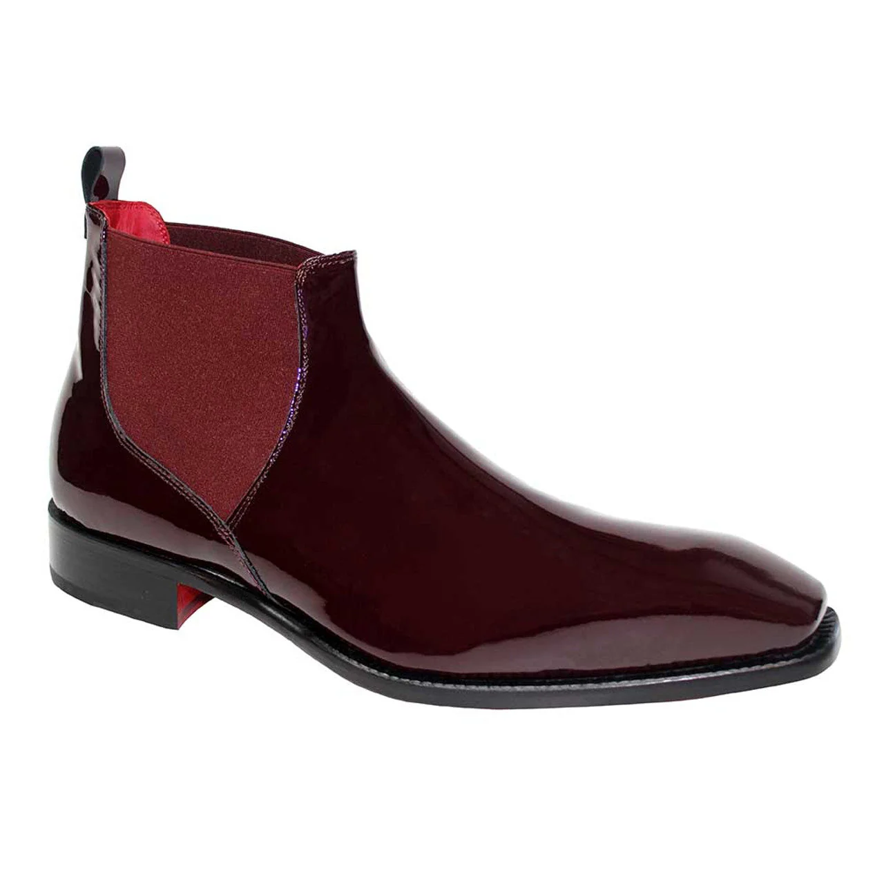 Emilio Franco Leonardo Italian Leather Burgundy Patent Ankle Boots