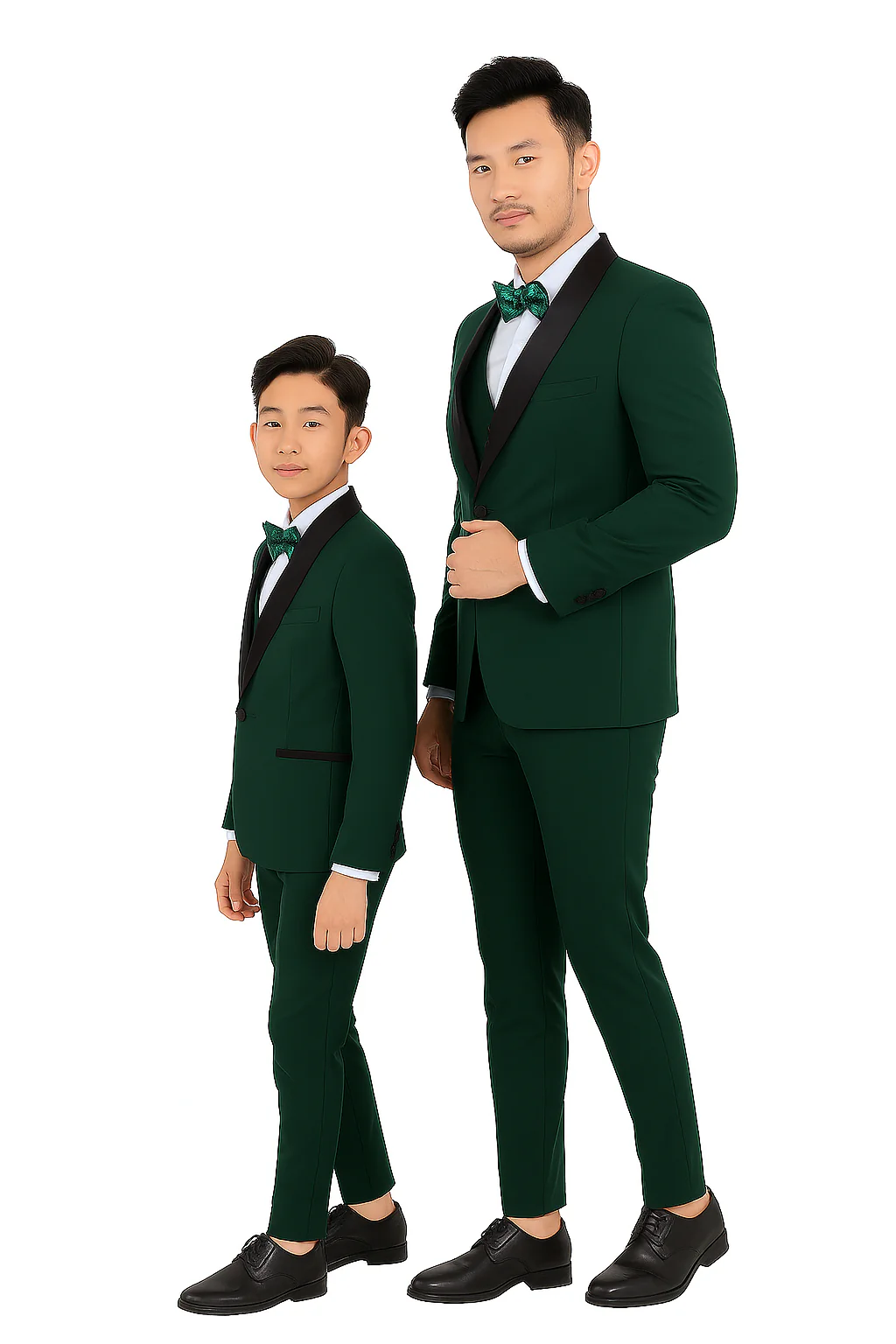 Father and Son Suits - Stacy Adams Slim Fit Boys 5pc Tuxedo, Green - Image 4
