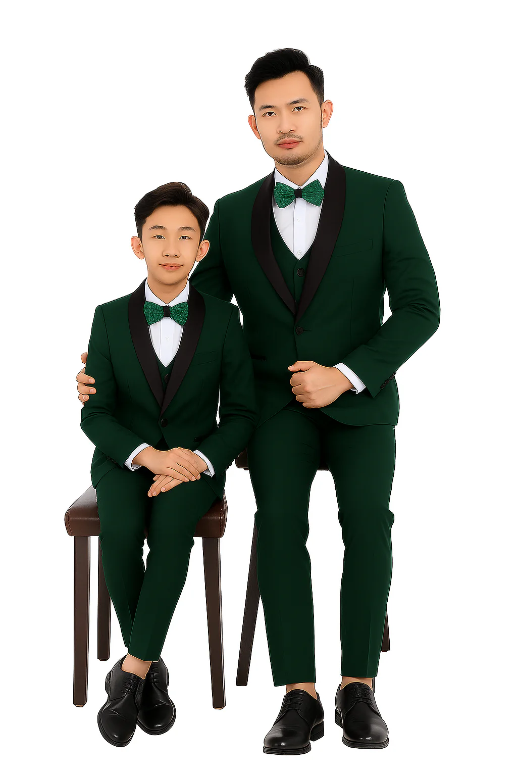 Father and Son Suits - Stacy Adams Slim Fit Boys 5pc Tuxedo, Green - Image 5
