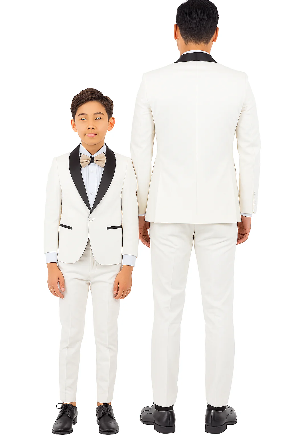 Father and Son Suits - Stacy Adams Slim Fit Boys 5pc Tuxedo, Ivory - Image 3