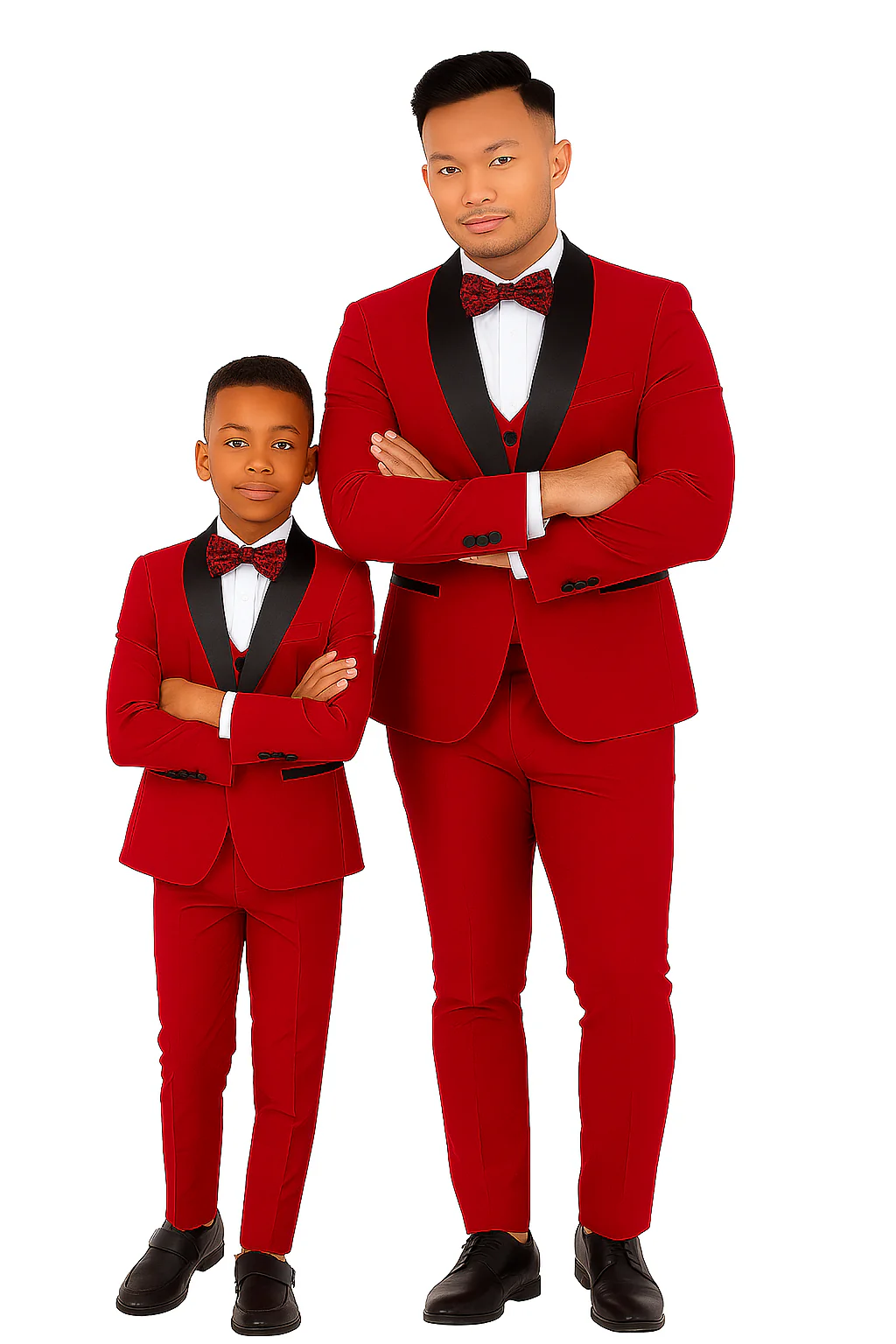 Father and Son Suits - Stacy Adams Slim Fit Boys 5pc Tuxedo, Red - Image 4