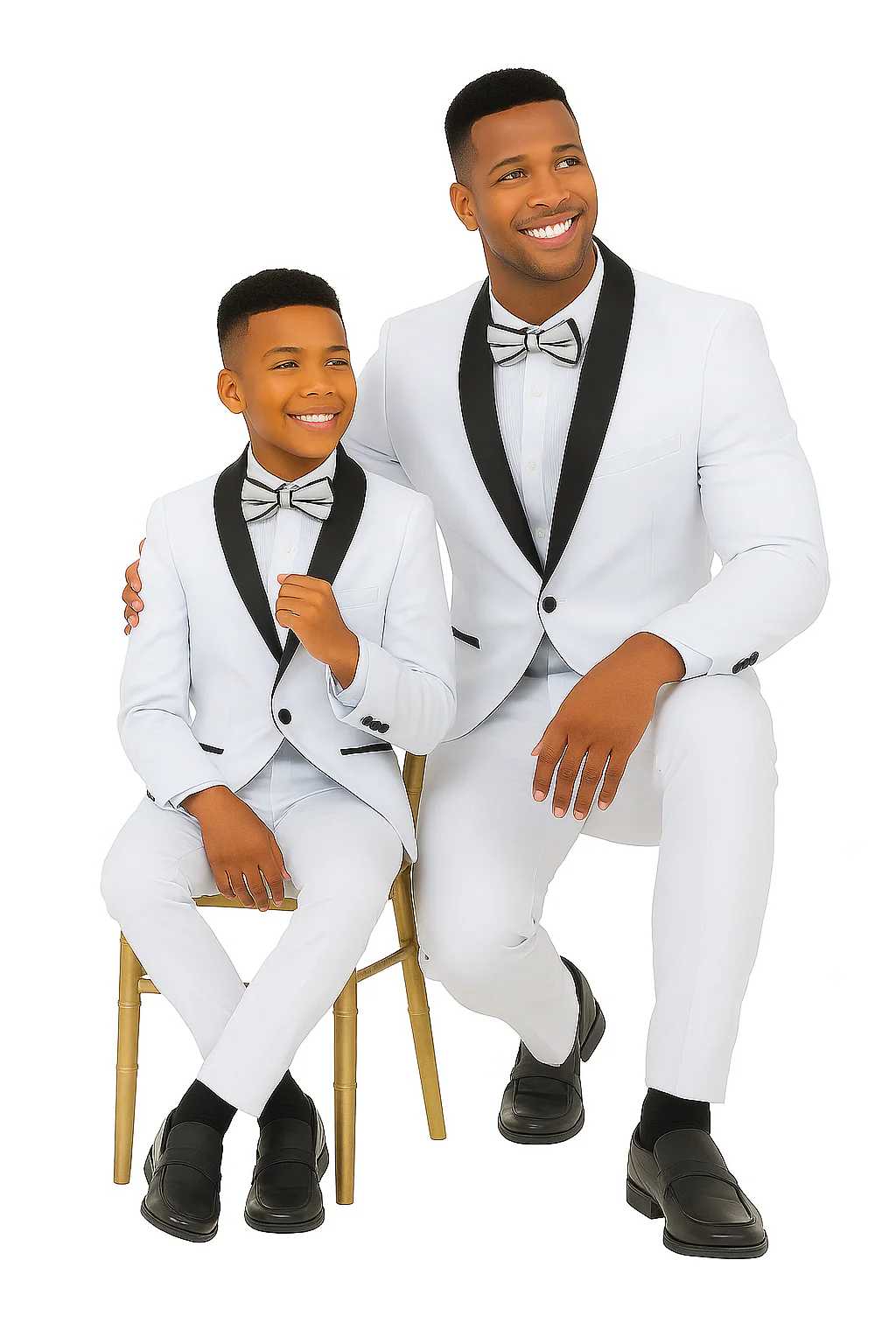 Father and Son Suits - Stacy Adams Slim Fit Boys 5pc Tuxedo, White - Image 3