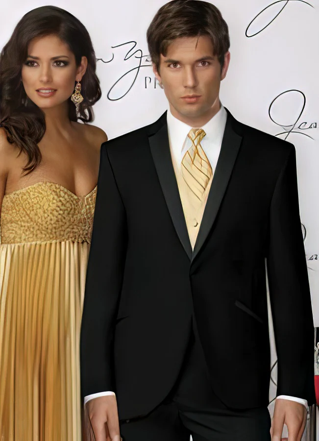 Fitted Slim Fitc Cut Illusion Tuxedo Black Slim Fit Black Tuxedo - Skinny Fit Tuxedo - Image 2
