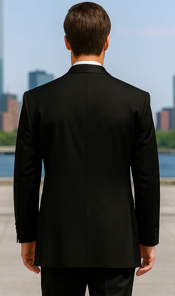 Fitted Slim Fitc Cut Illusion Tuxedo Black Slim Fit Black Tuxedo - Skinny Fit Tuxedo - Image 3