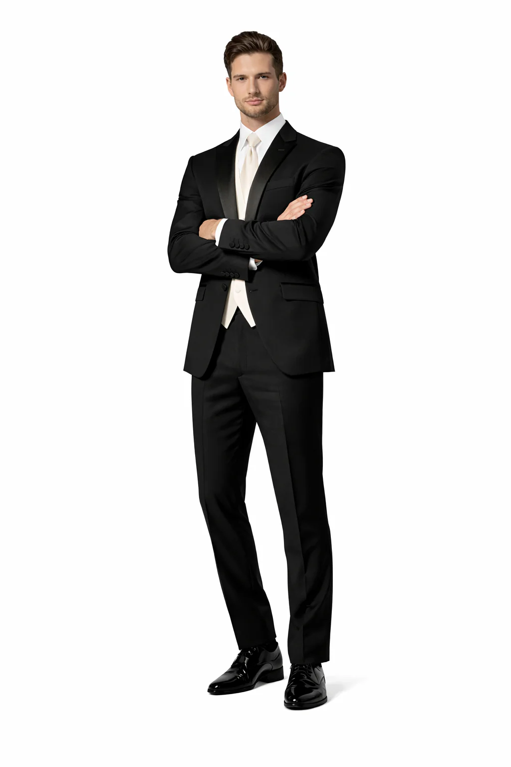 Fitted Slim Fitc Cut Traditional Black Best Designer One Button Black Tuxedo Suit For Men Slim Fit Black Tuxedo - Skinny Fit Tuxedo - Image 5