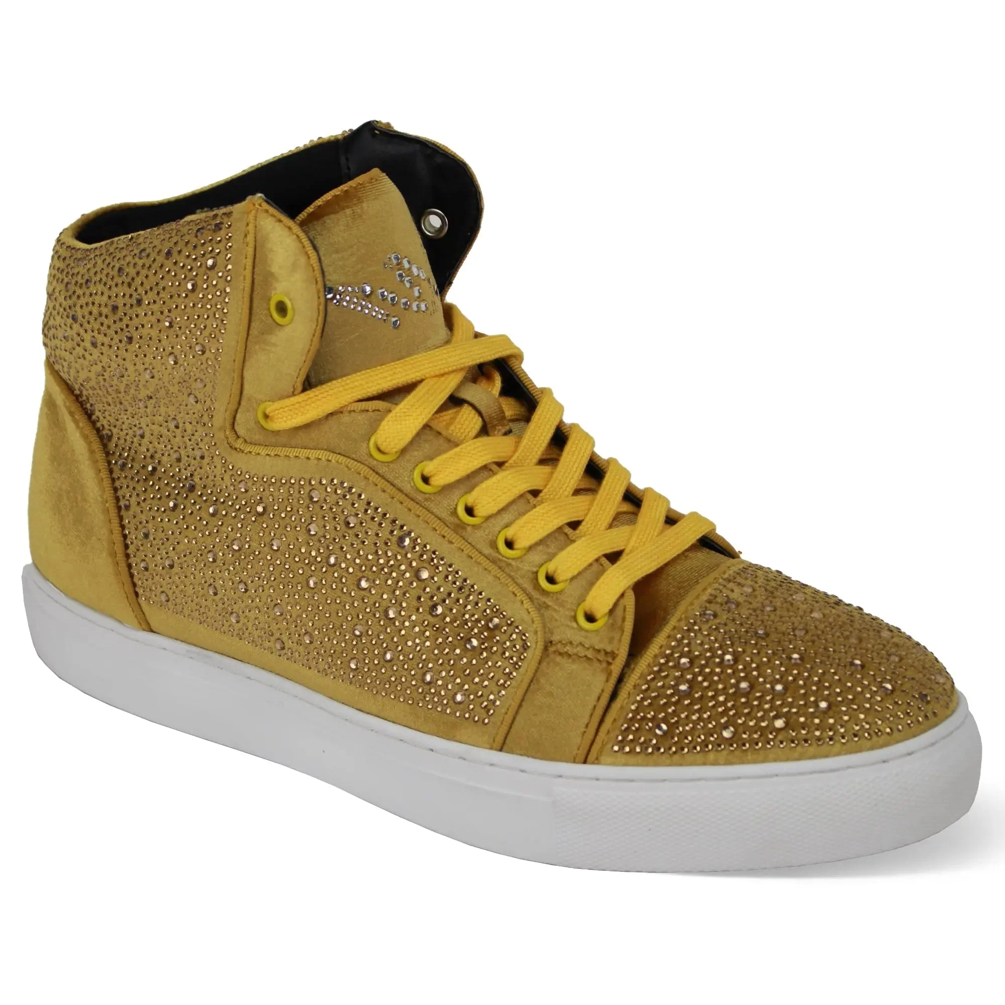 Flash in Gold Jeweled High Top Sneakers by After Midnight