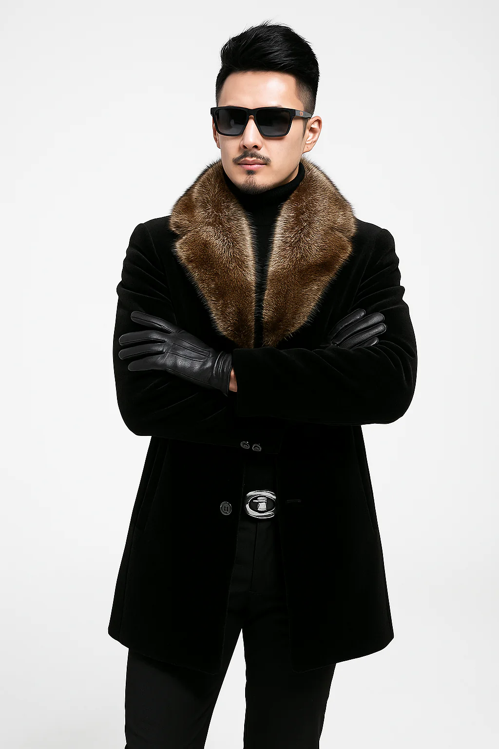 Fur Collars Men's Overcoat - Men's Peacoat and Cashmere - Image 3