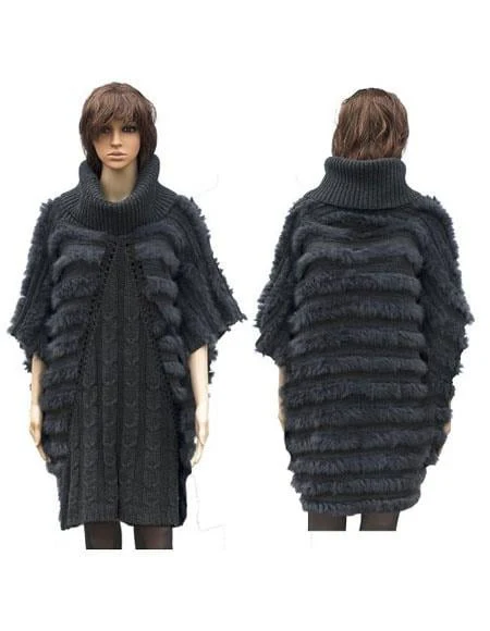 Fur Grey Fully Insulated Genuine Rabbit Coat