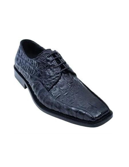 Men’s Los Altos Black Gator Belly Dress Shoes with Lace Up Front, Exotic Style Formal Shoes - Image 12