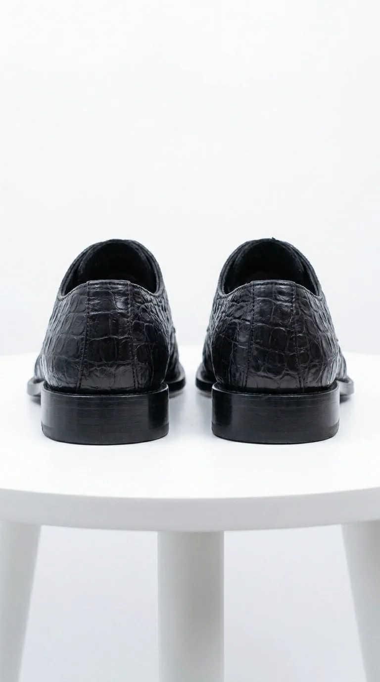 Men’s Los Altos Black Gator Belly Dress Shoes with Lace Up Front, Exotic Style Formal Shoes - Image 5