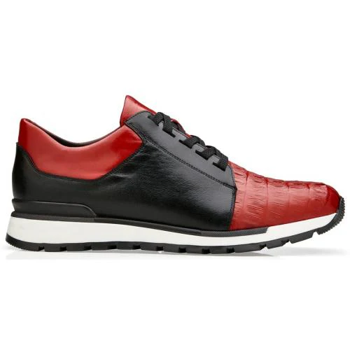Belvedere Titan Black/Red Crocodile & Calfskin Sneakers