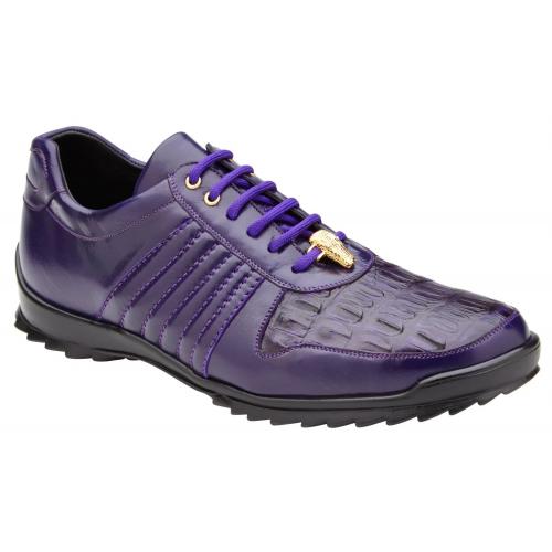Belvedere Astor Genuine Crocodile & Calfskin Purple Sneakers - Image 2