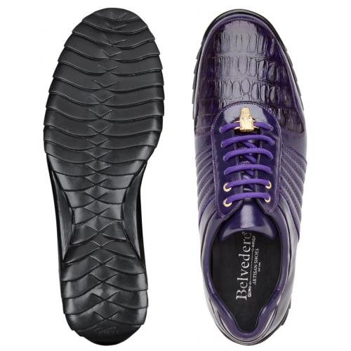 Belvedere Astor Genuine Crocodile & Calfskin Purple Sneakers - Image 3