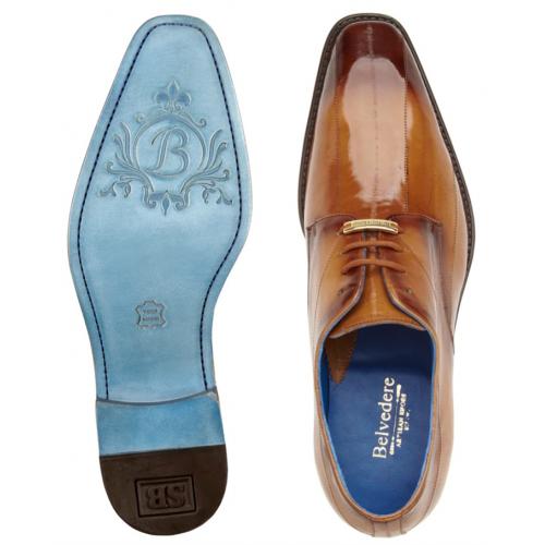 Belvedere Italo Genuine Eel Skin Men's Loafers in Antique Camel - Image 3