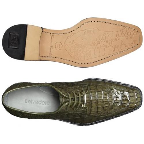 Genuine Hornback Crocodile Belvedere Chapo Olive Dress Shoes - Image 3