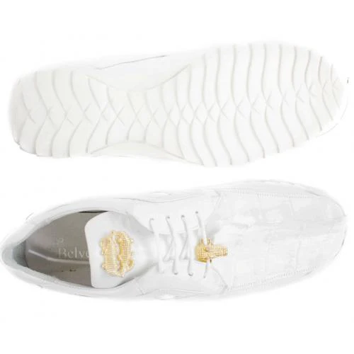 Belvedere Vasco White Genuine Hornback Crocodile Sneakers - Image 2