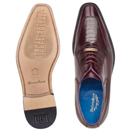 Belvedere Biagio Antique Burgundy Ostrich Leg Boots - Image 3