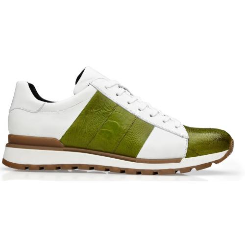 Belvedere Blake Lime Green/White Ostrich Leg Sneakers - Image 2