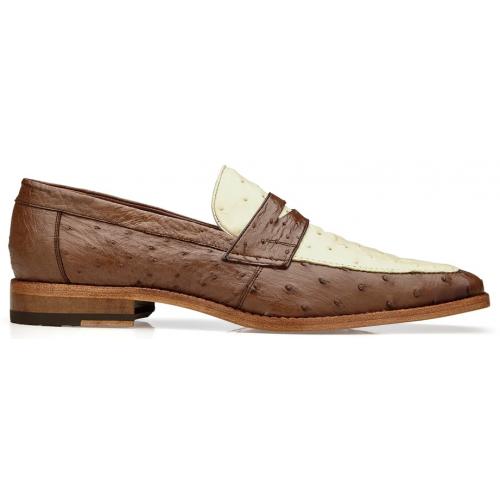 Belvedere Espada Penny Loafers in Genuine Ostrich Tabac/Bone - Image 3