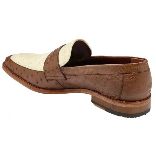 Belvedere Espada Penny Loafers in Genuine Ostrich Tabac/Bone - Image 4
