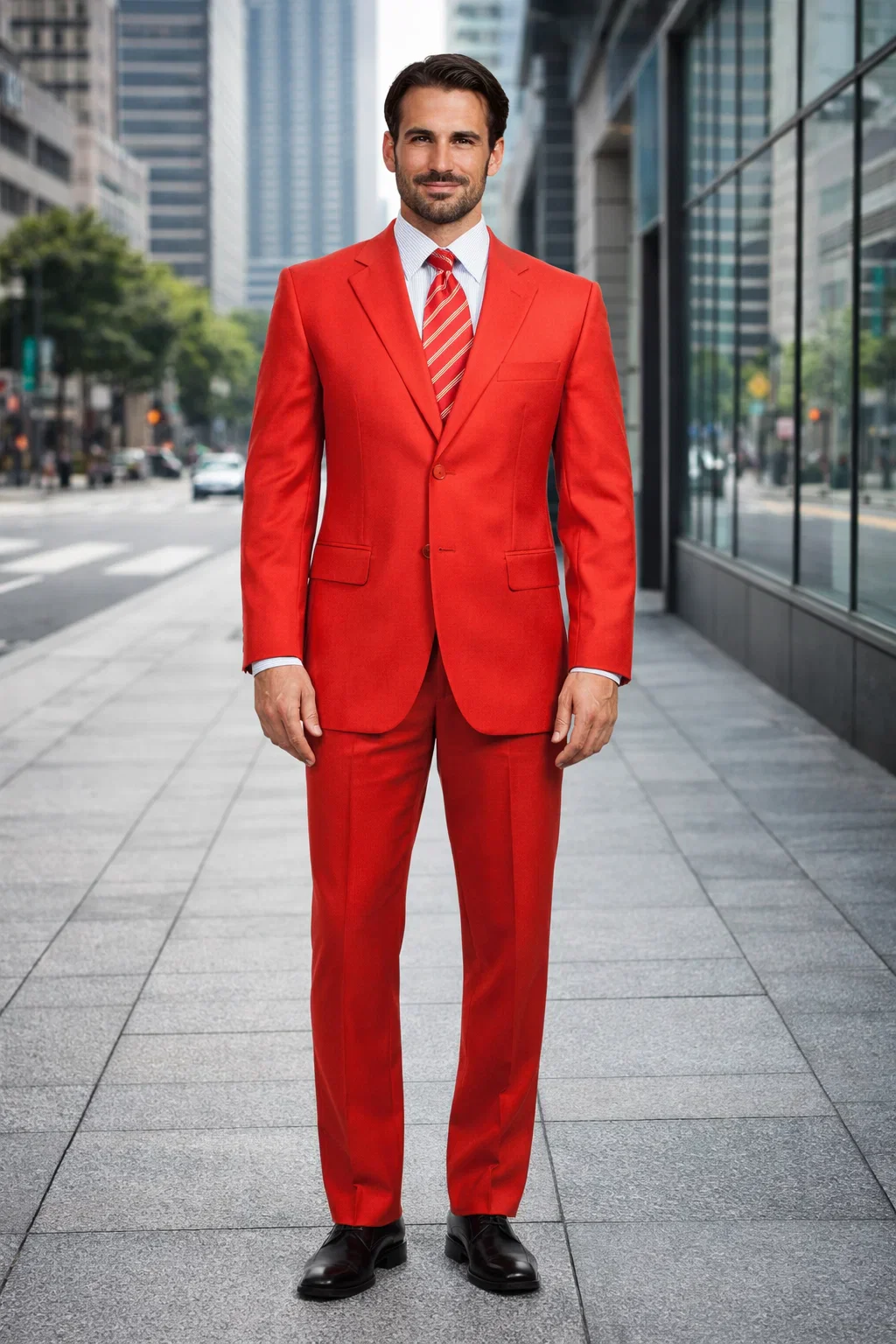 Gianni Mens Red Suit not poly-rayon Suit 3 Button Super 120'S Extra Fine 2PC - Image 5