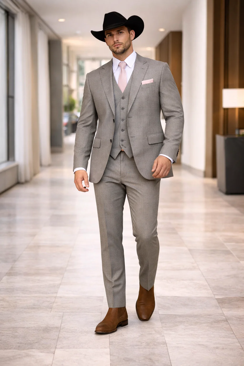 Grey and Pink Suits Including Shirt and Tie - Image 8