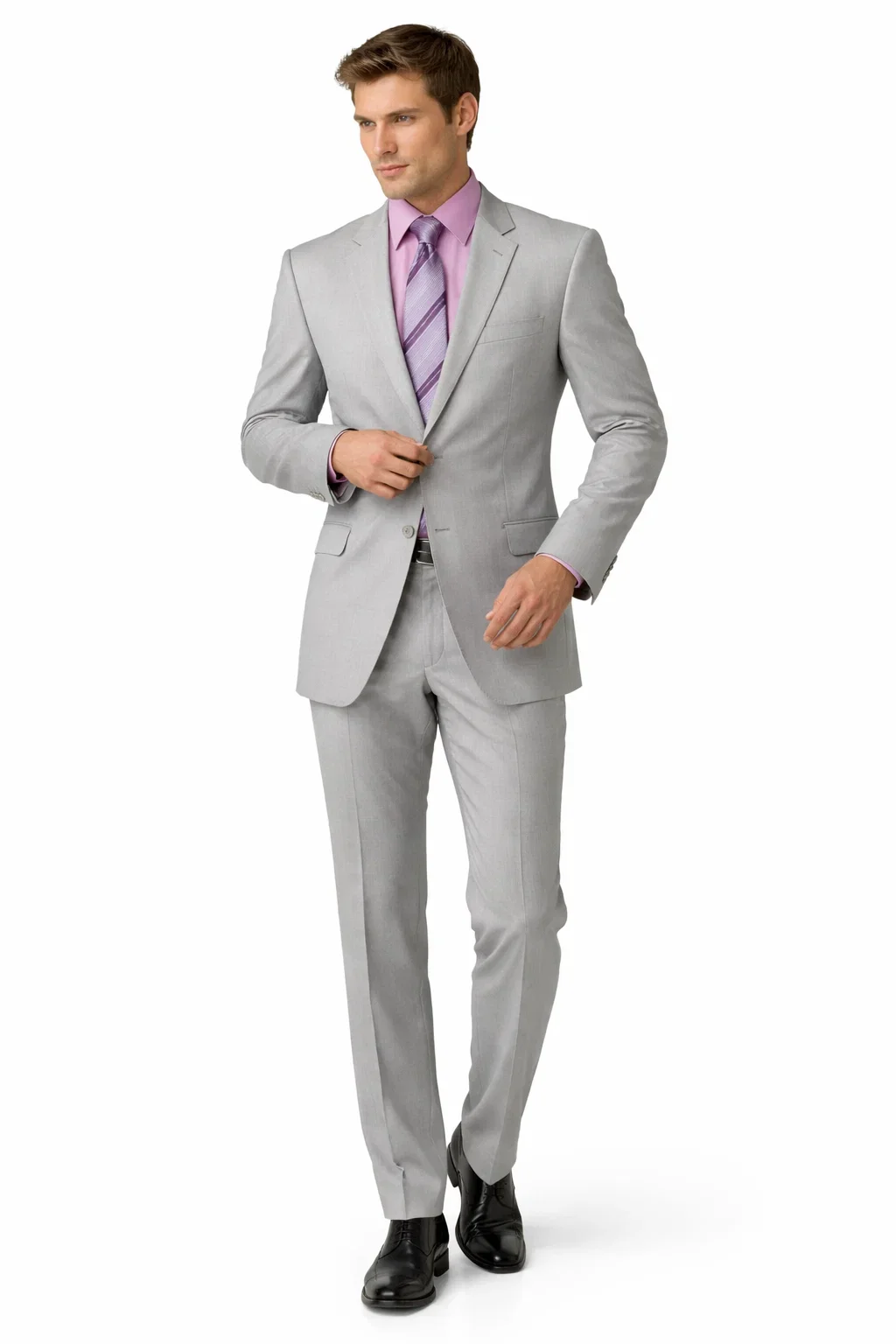Groomsmen Suits Silver Gray (Very Light Gray(Ash)) 2 Button Double Vent Men's Cheap Priced Business Suits Clearance Sale