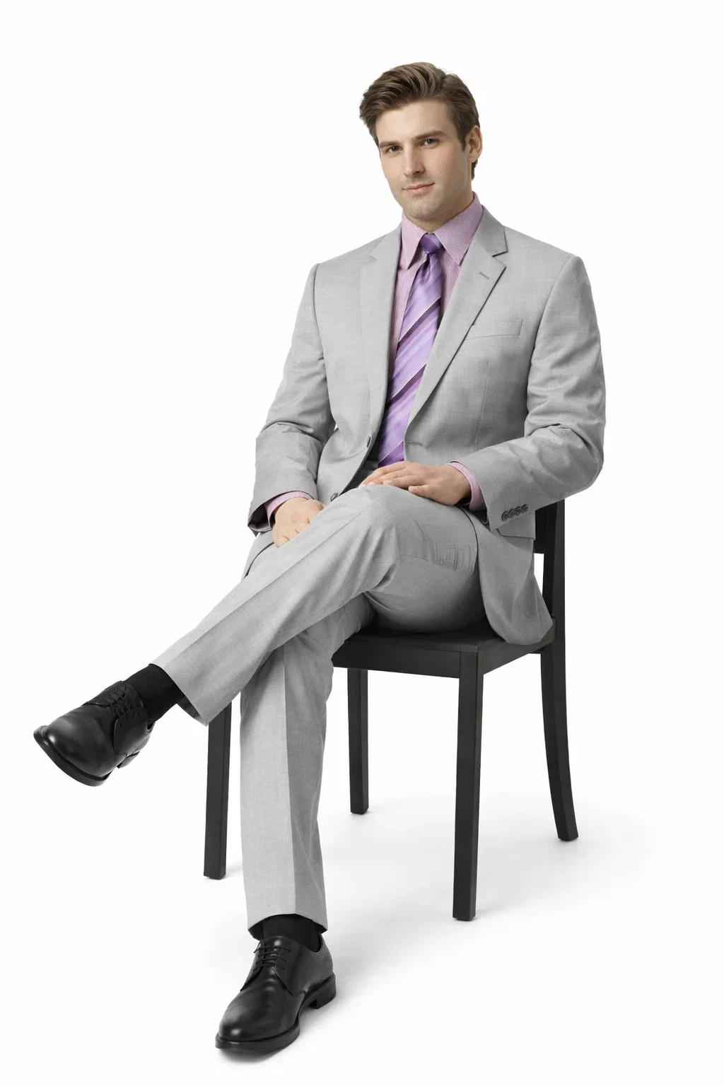 Groomsmen Suits Silver Gray (Very Light Gray(Ash)) 2 Button Double Vent Men's Cheap Priced Business Suits Clearance Sale - Image 5