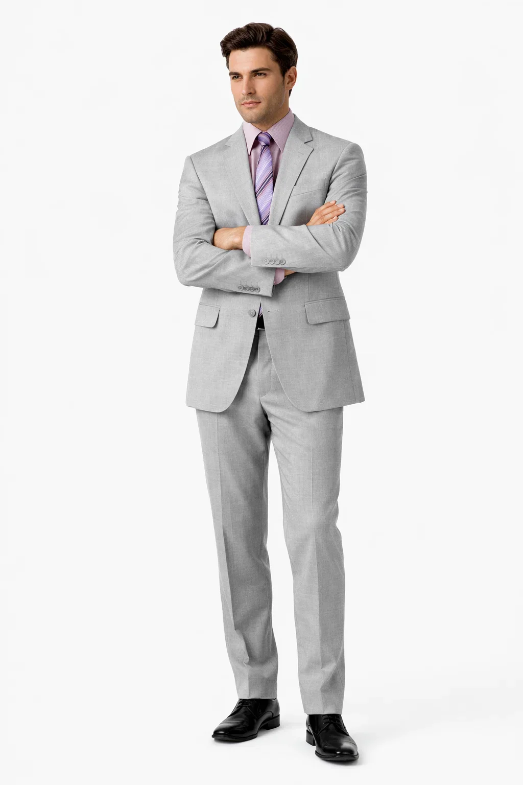 Groomsmen Suits Silver Gray (Very Light Gray(Ash)) 2 Button Double Vent Men's Cheap Priced Business Suits Clearance Sale - Image 6