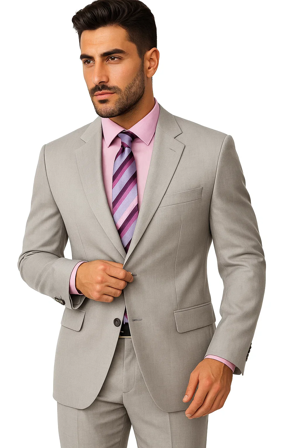 Groomsmen Suits Silver Gray (Very Light Gray(Ash)) 2 Button Double Vent Men's Cheap Priced Business Suits Clearance Sale - Image 8
