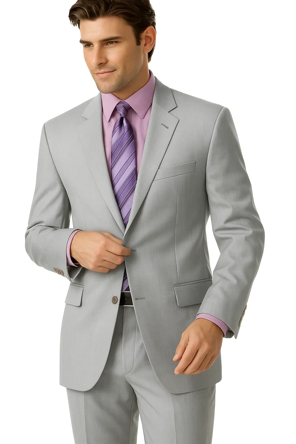 Groomsmen Suits Silver Gray (Very Light Gray(Ash)) 2 Button Double Vent Men's Cheap Priced Business Suits Clearance Sale - Image 9