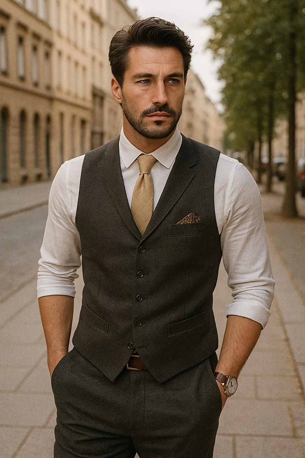Groomsmen Summer Beach Prom Black Vest and Pants Set - Image 2