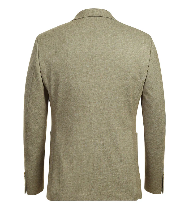 Half Canvas Slim Fit Blazer in Khaki - Image 3