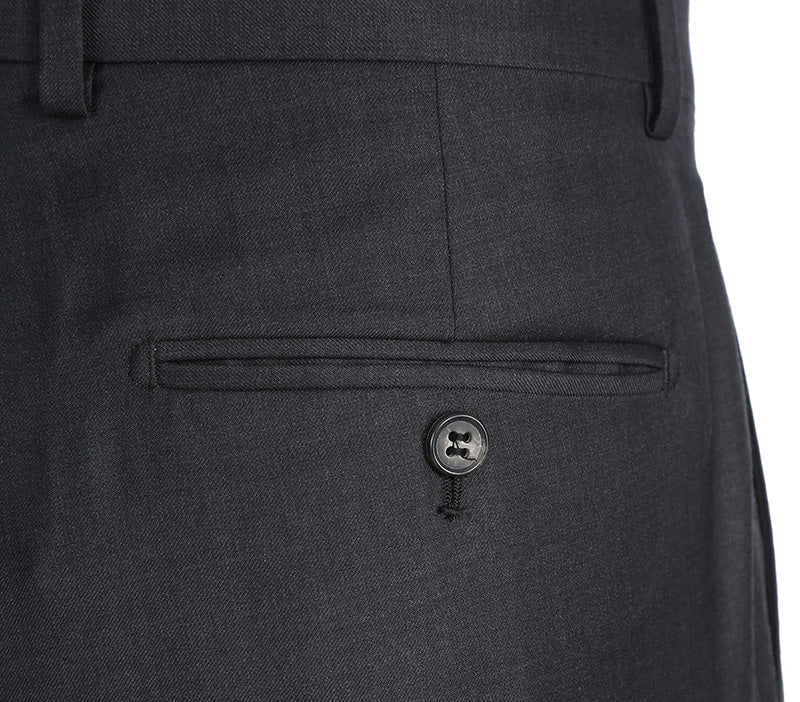 Half Canvas Wool Dress Suit Modern Fit 2 Piece in Charcoal - Image 8