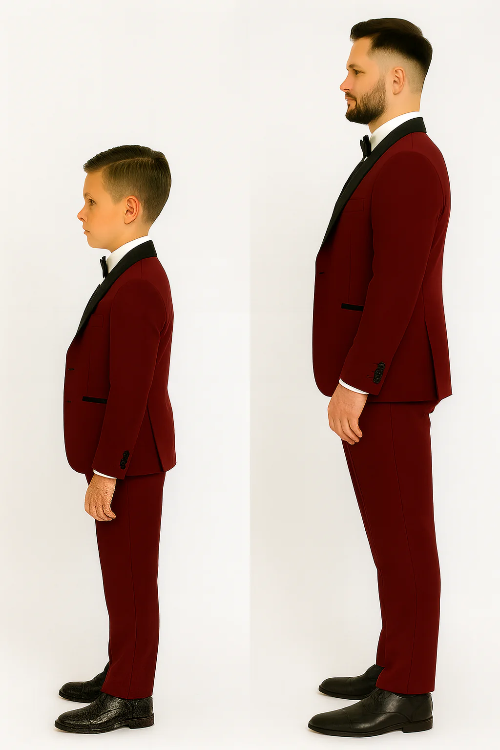 Hampton Stacy Adams Kids Burgundy Five Piece Set Tuxedo - Image 9
