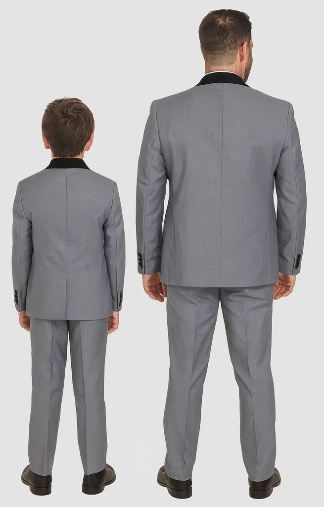 Hampton Stacy Adams Kids Five Piece Set Grey Tuxedo - Image 3