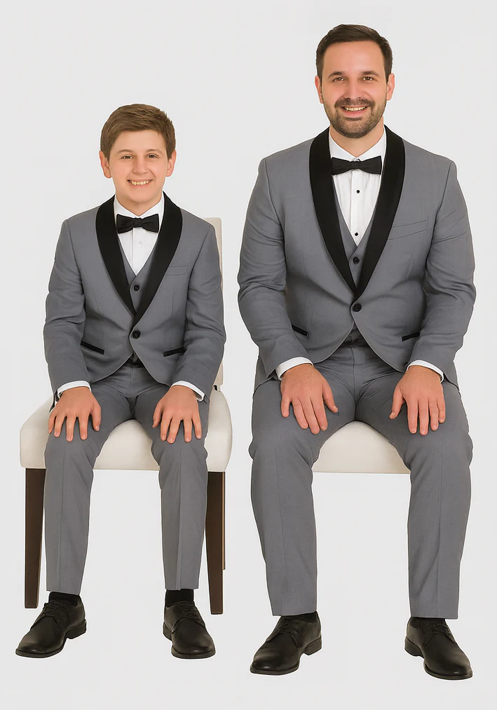 Hampton Stacy Adams Kids Five Piece Set Grey Tuxedo - Image 4