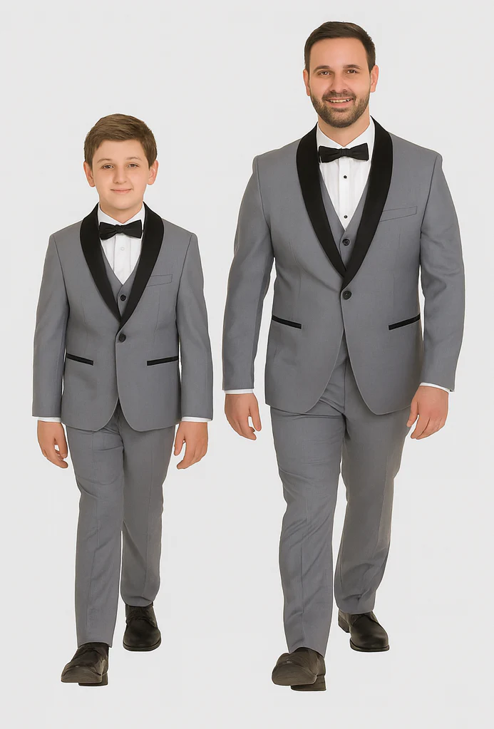 Hampton Stacy Adams Kids Five Piece Set Grey Tuxedo - Image 5